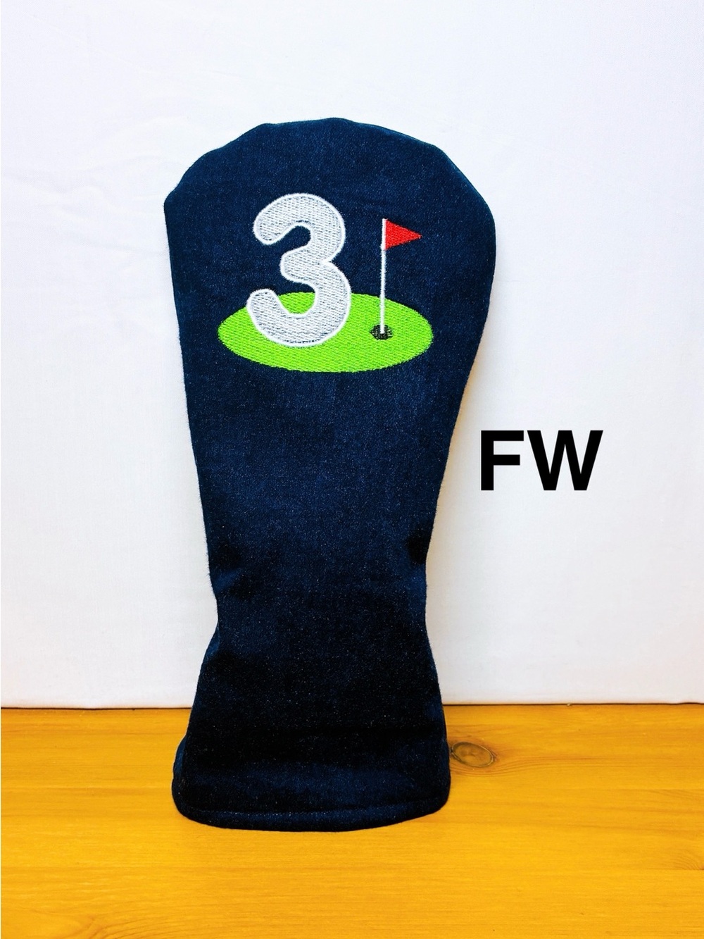 【F-418】Golf Fairway wood Head Cover Denim Jeans Handmade by Shizu
